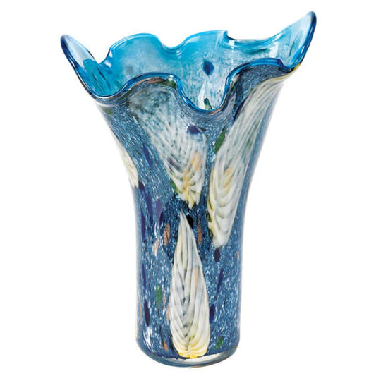 blue art glass vase van gogh style 