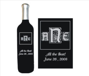 Engraved Wine Bottles - Monograms - Art Deco - Personalized Engraved Gifts