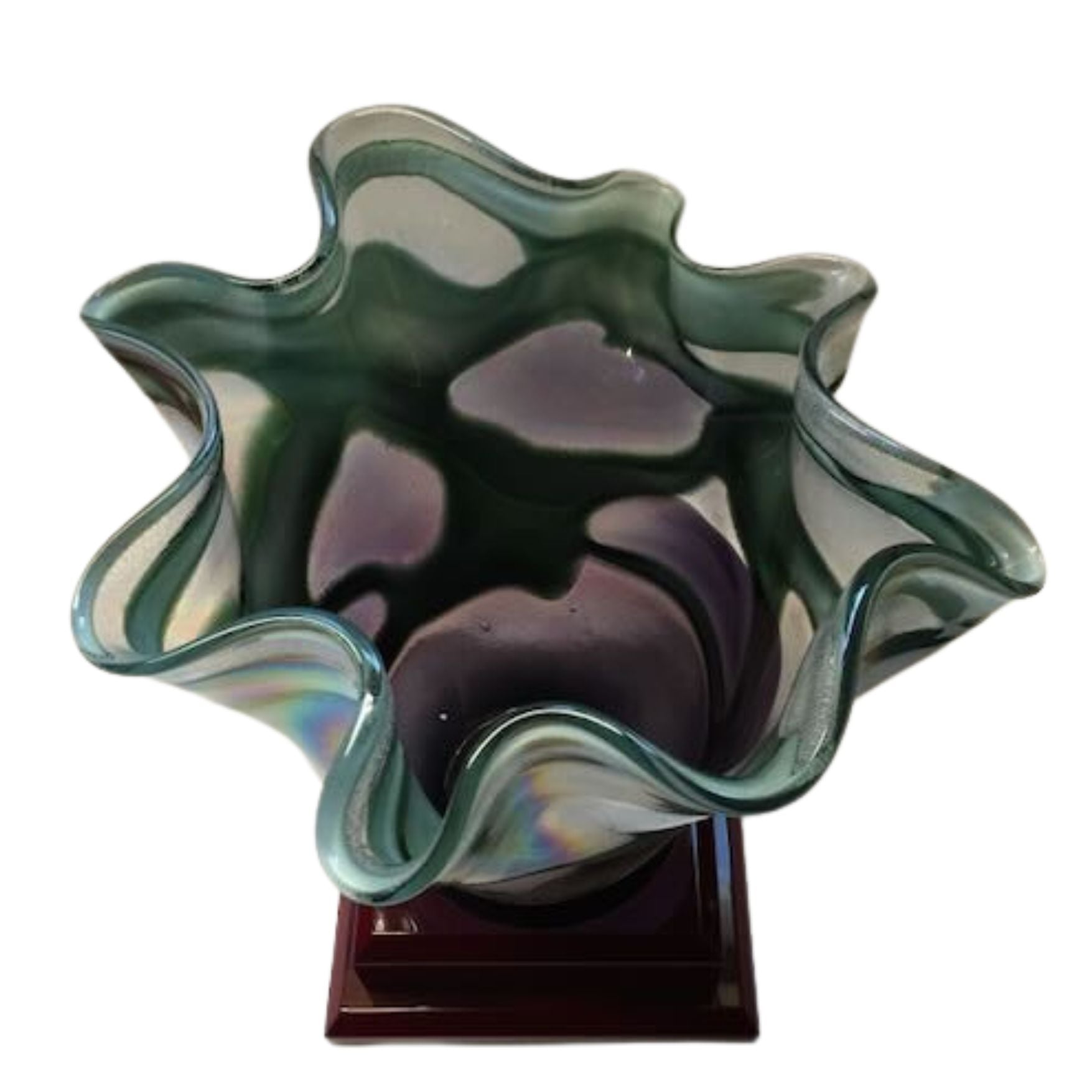 top view of art glass vase