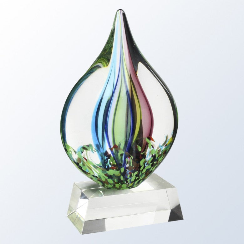 Engraved Art Glass Coral Inspired Award ~ Camelot