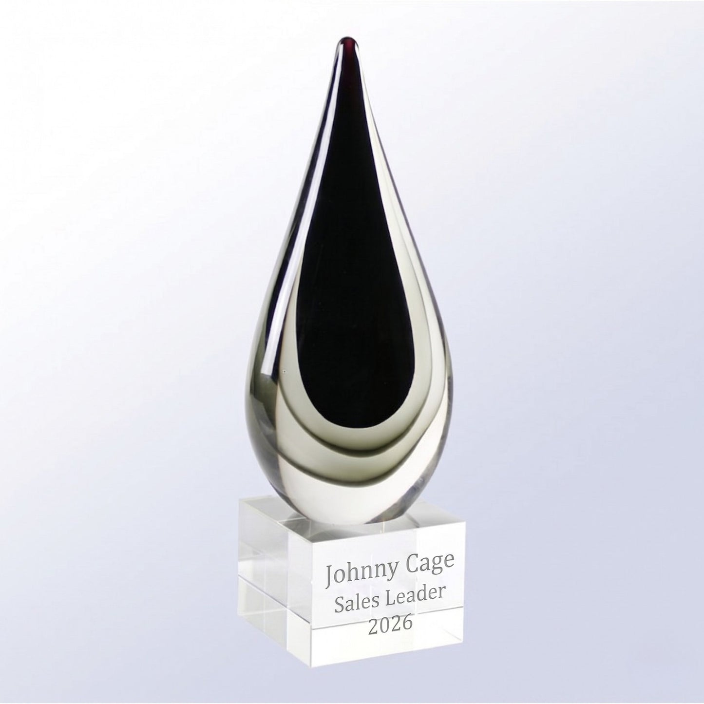 Black art glass award engrave crystal base