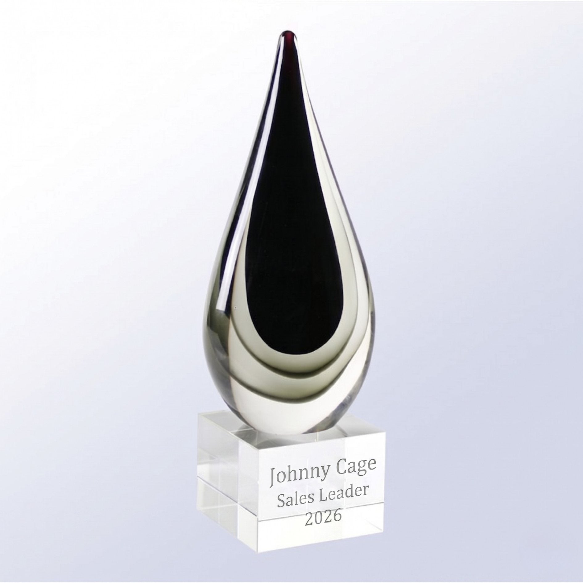 Black art glass award engrave crystal base