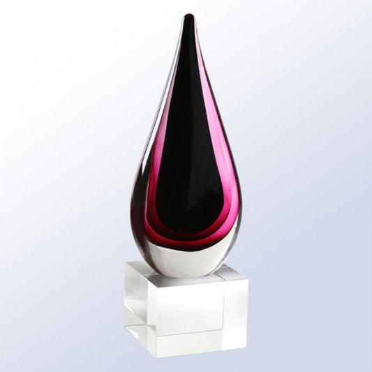 art glass flame award deep burgundy 