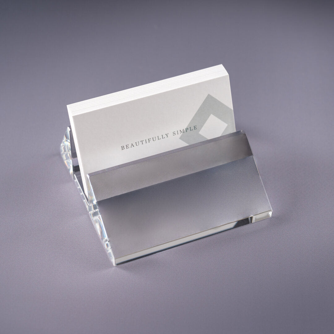 Slanted Business Card Holder with Name Plate ~ Stowe - Personalized Engraved Gifts