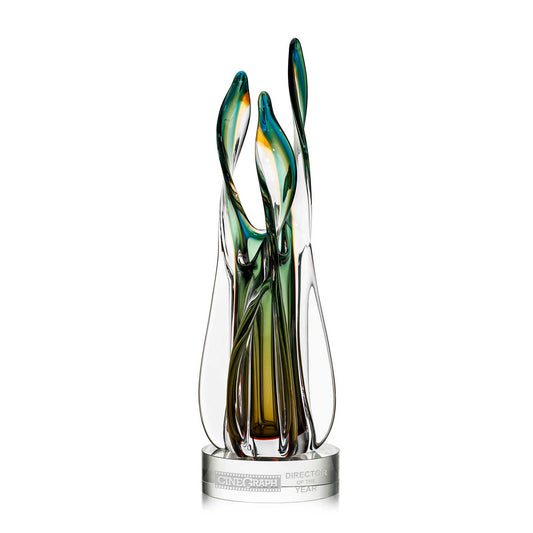 Personalized Tall Art Glass Centerpiece Award ~ Pompeo