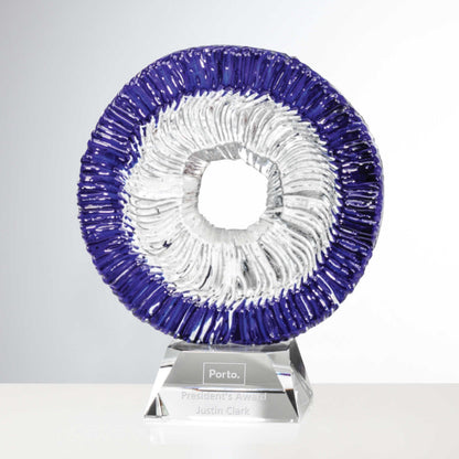 Personalized Engraved Circular Art Glass Award ~ Dylan