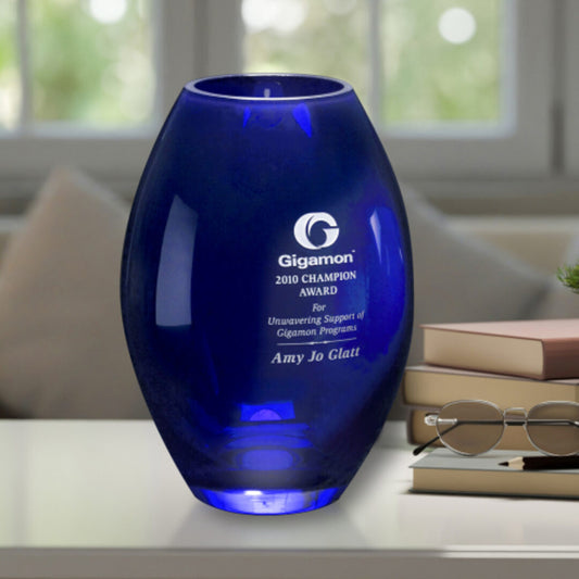 Eye-Catching Engraved Cobalt Blue Vases ~  Celeste - Personalized Engraved Gifts