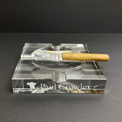 Engraved Square Crystal Cigar Ashtray ~ Vegas - Personalized Engraved Gifts