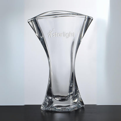 Engraved Crystal Vase with wide Arches ~ Newcastle - Personalized Engraved Gifts