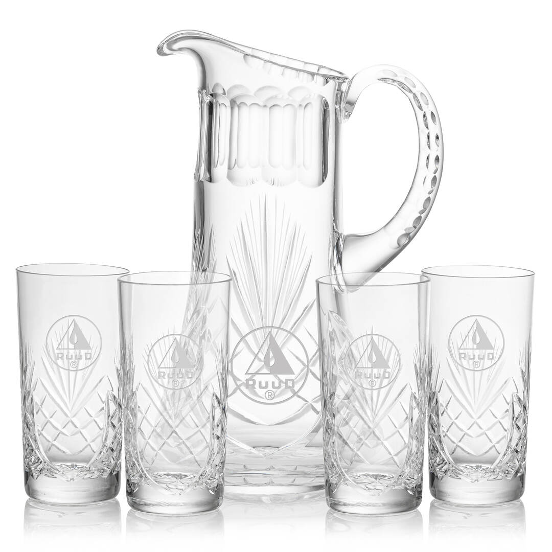 Engraved Lead Crystal Pitcher with Crosshatch Design ~ Hunter - Personalized Engraved Gifts