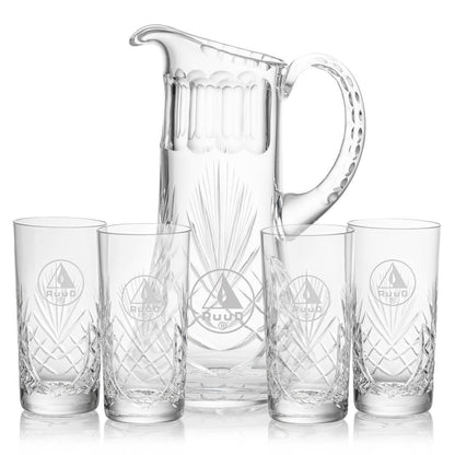 Engraved Lead Crystal Pitcher with Crosshatch Design ~ Hunter - Personalized Engraved Gifts