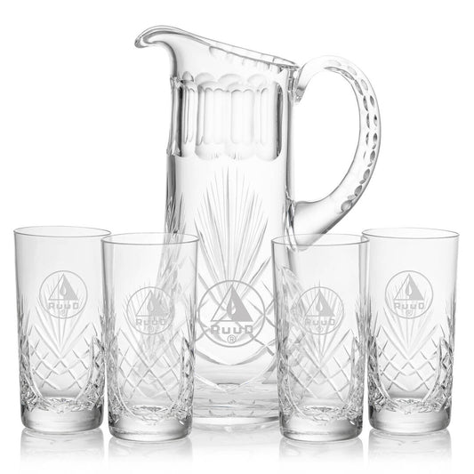 Engraved Lead Crystal Pitcher with Crosshatch Design ~ Hunter - Personalized Engraved Gifts