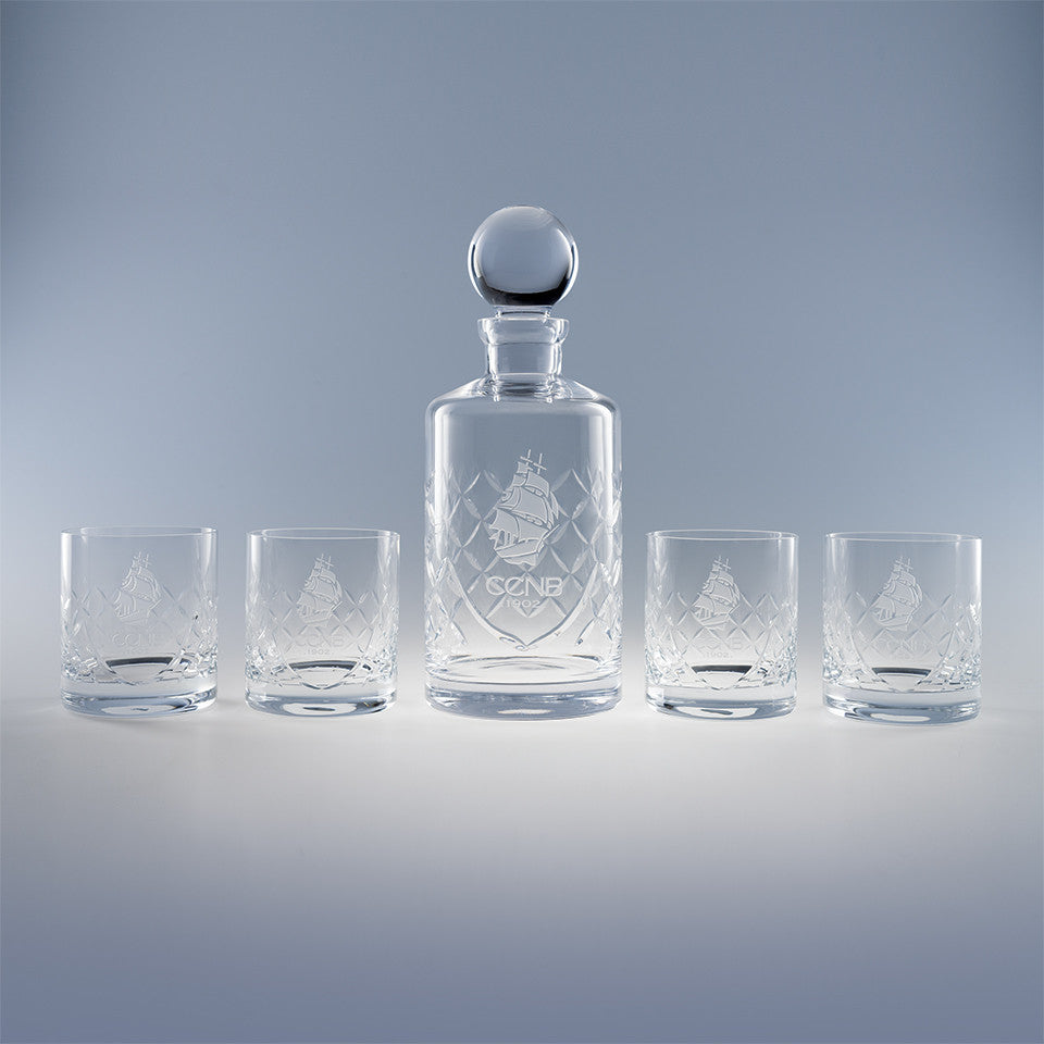 Engraved 5 Piece Decanter Gift Set - Monaco - Personalized Engraved Gifts