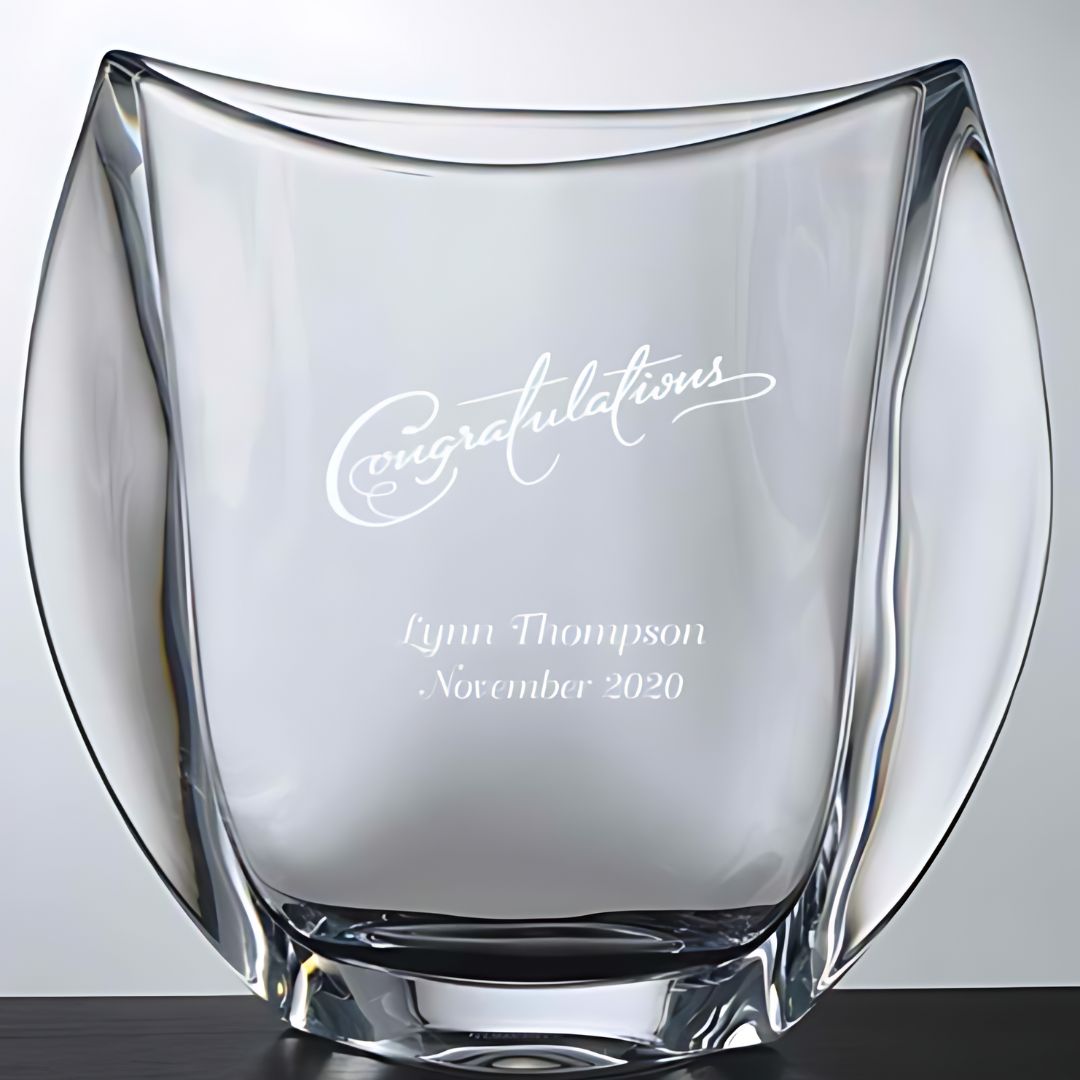 Personalized Wide Arched Crystal Vase ~ Norwich - Personalized Engraved Gifts