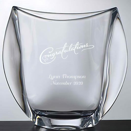 Personalized Wide Arched Crystal Vase ~ Norwich - Personalized Engraved Gifts