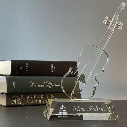 Crystal Violin or Cello Award on Solid Crystal Base ~ Command Performance - Personalized Engraved Gifts