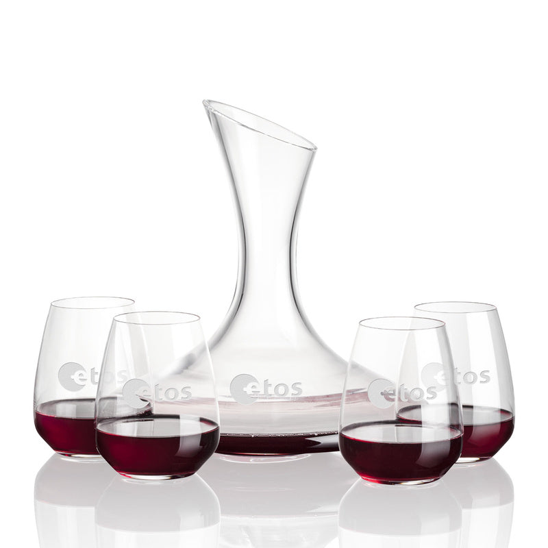 Non-Lead Crystal Carafe / Decanter Custom Engraved ~ Marie Gift Set - Personalized Engraved Gifts