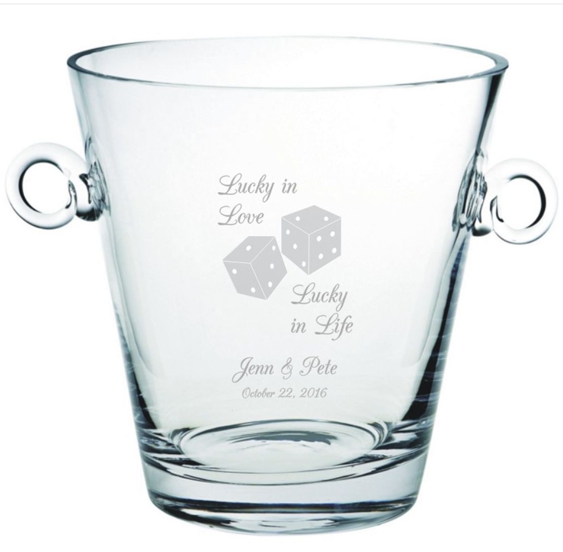 Customized Crystal Ice Bucket with Ring Handles - Hudson - Personalized Engraved Gifts