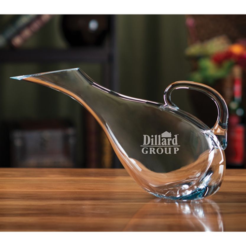 Crystal Wine Carafe / Decanter Easy Pour Handle ~ Duck Decanter - Personalized Engraved Gifts