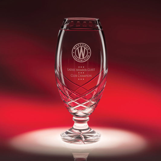 Lead Crystal Trophy Vase Deep Engraved for Special Awards ~ Venture - Personalized Engraved Gifts