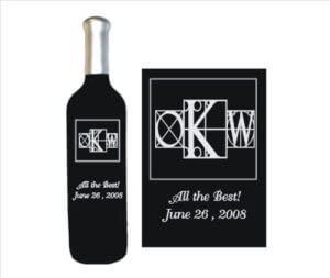 Engraved Wine Bottles - Monograms - Display Series - Personalized Engraved Gifts