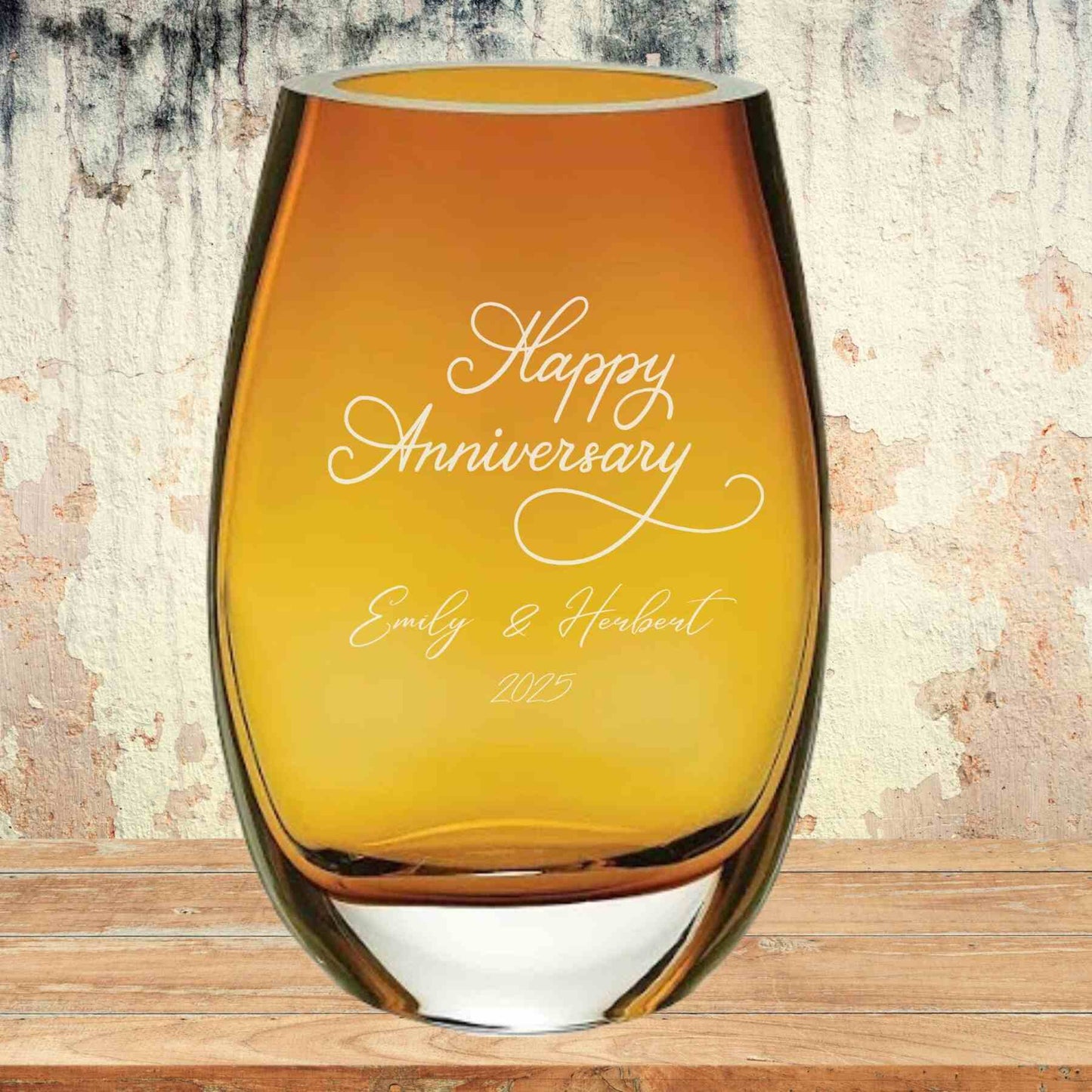 Amber Art Glass Vase ~ Autumn Caramel