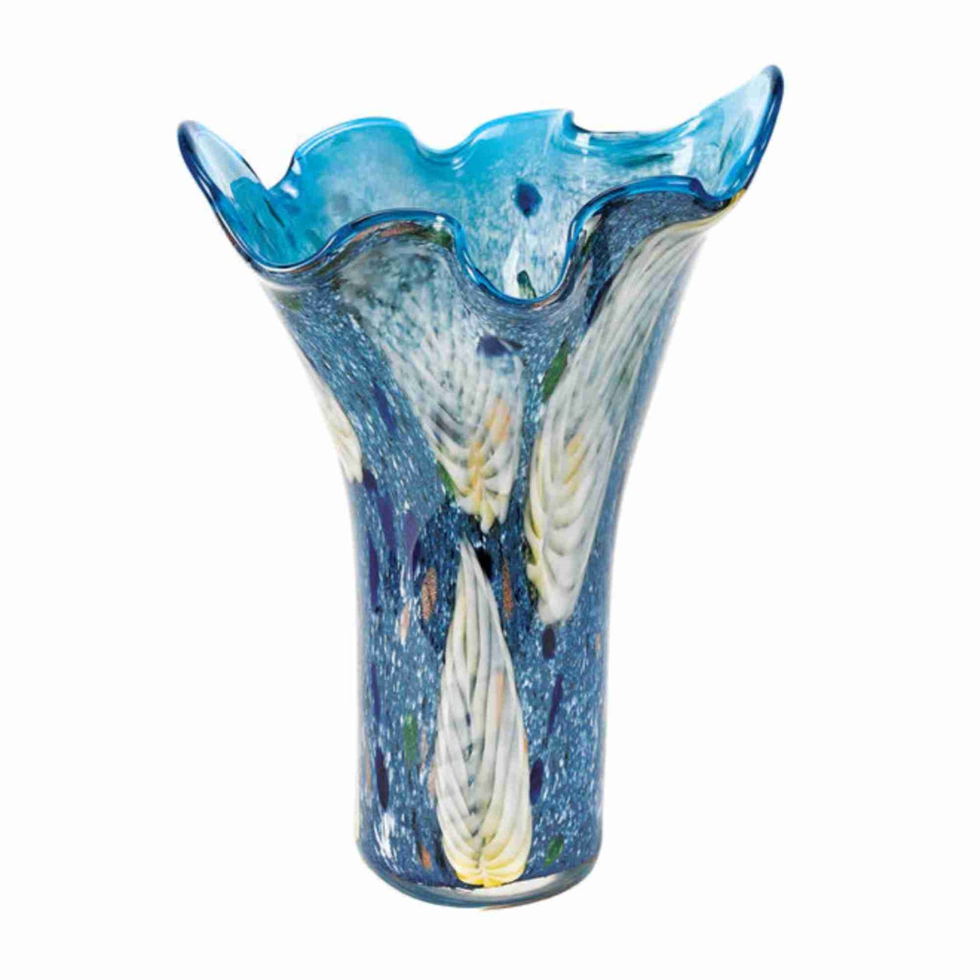 blue art glass vase van gogh style 