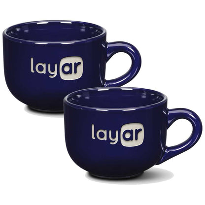 Personalized Classic Ceramic Set of 2 Latte Cups  ~ Noir - Personalized Engraved Gifts