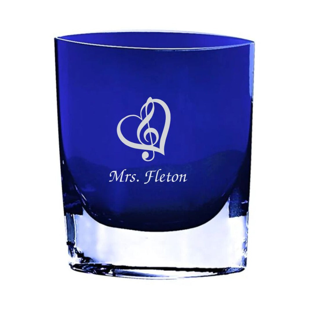 Blue Glass Pocket Vase Engraved ~ Mathis - Personalized Engraved Gifts