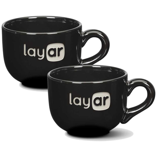 Personalized Classic Ceramic Set of 2 Latte Cups  ~ Noir - Personalized Engraved Gifts