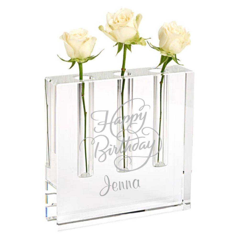 Personalized Crystal Bud Vase ~ Trifecta - Personalized Engraved Gifts