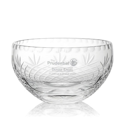 Personalized Crystal Bowl with Medallion Design and Decorative Rim ~ Peyton - Personalized Engraved Gifts