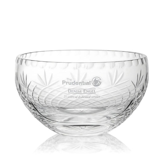 Personalized Crystal Bowl with Medallion Design and Decorative Rim ~ Peyton - Personalized Engraved Gifts