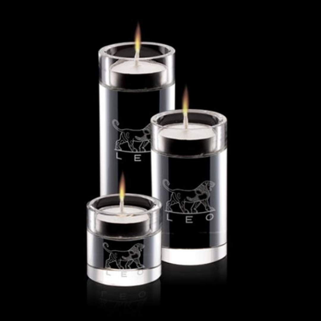 Personalized Crystal Cylindrical Candle Holder Set, Noblesse - Personalized Engraved Gifts