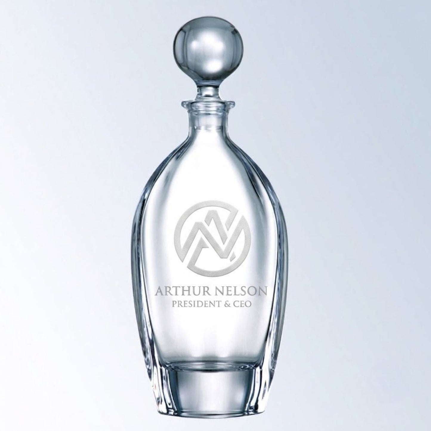 engraved crystal decanter with stopper studio setting