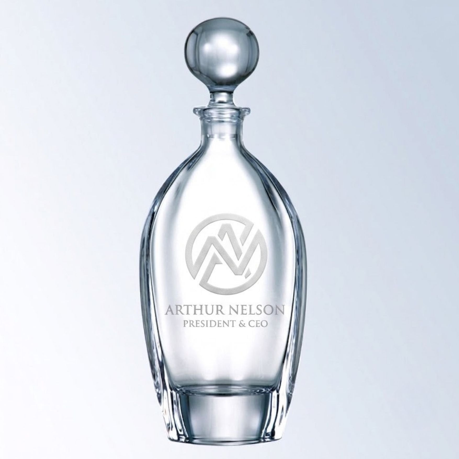 engraved crystal decanter with stopper studio setting