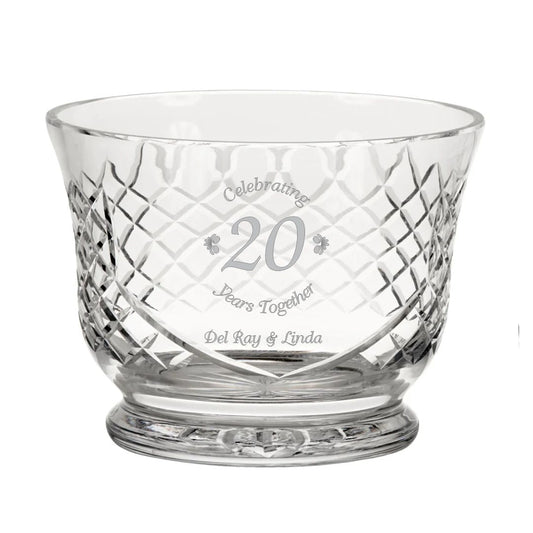 Flared Lead-Free Cut Crystal Medallion Pattern Bowl ~ Quartet - Personalized Engraved Gifts