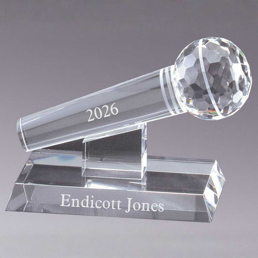 Engraved Optical Crystal Microphone Award - Personalized Engraved Gifts