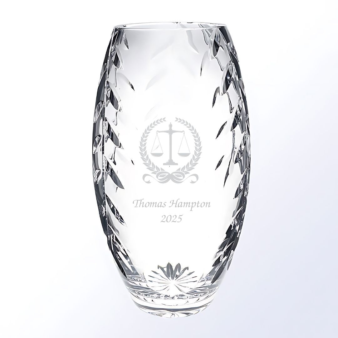 Lead Crystal Vase with Bevel Cuts ~ Olite - Personalized Engraved Gifts