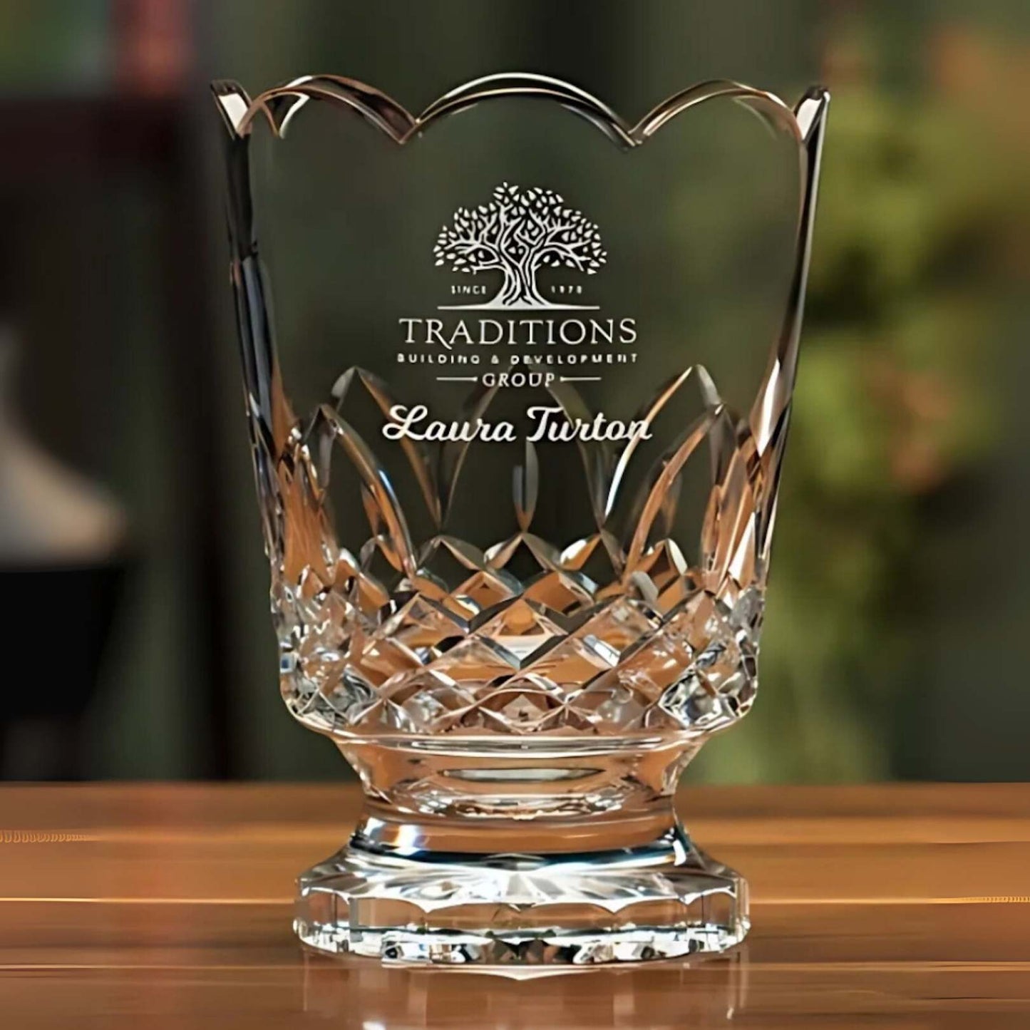 Lead Crystal Vase Meticulously Engraved ~ Millburn
