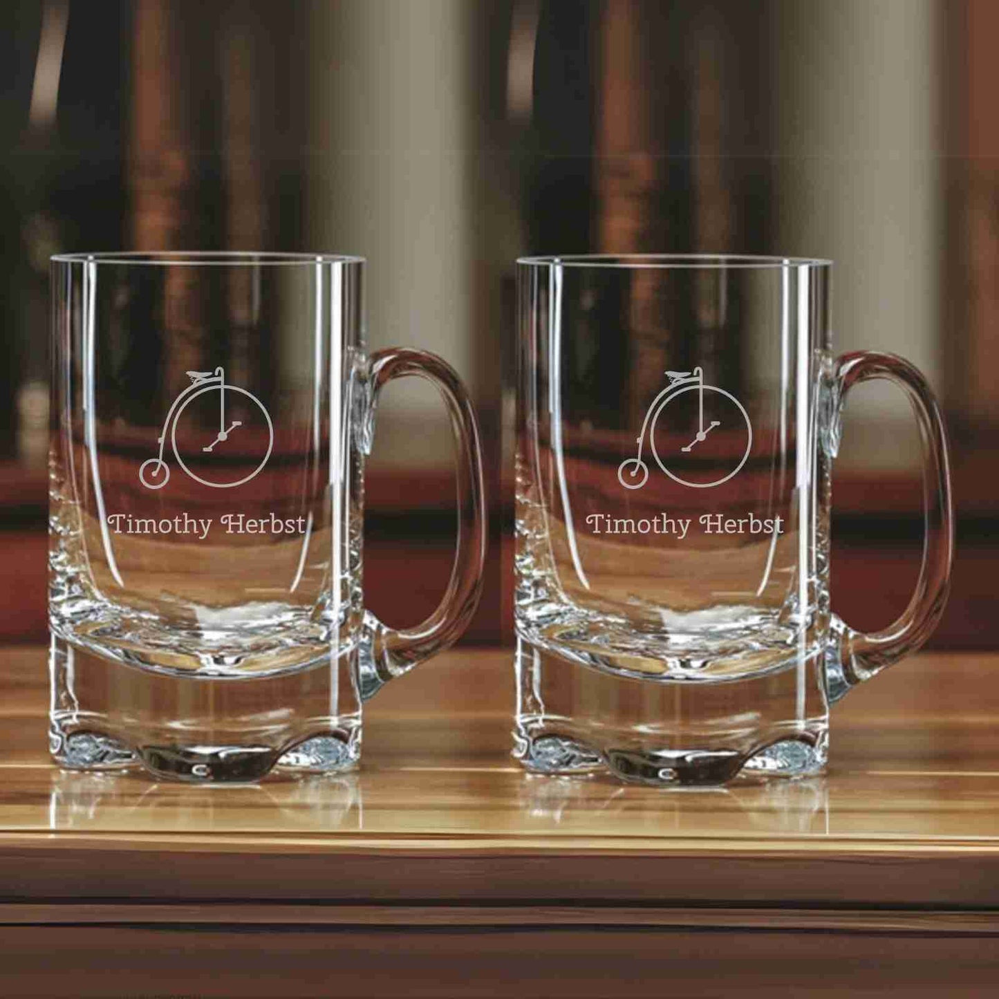 Engraved Oversized Crystal Beer Mug Set of 2 ~ Empire