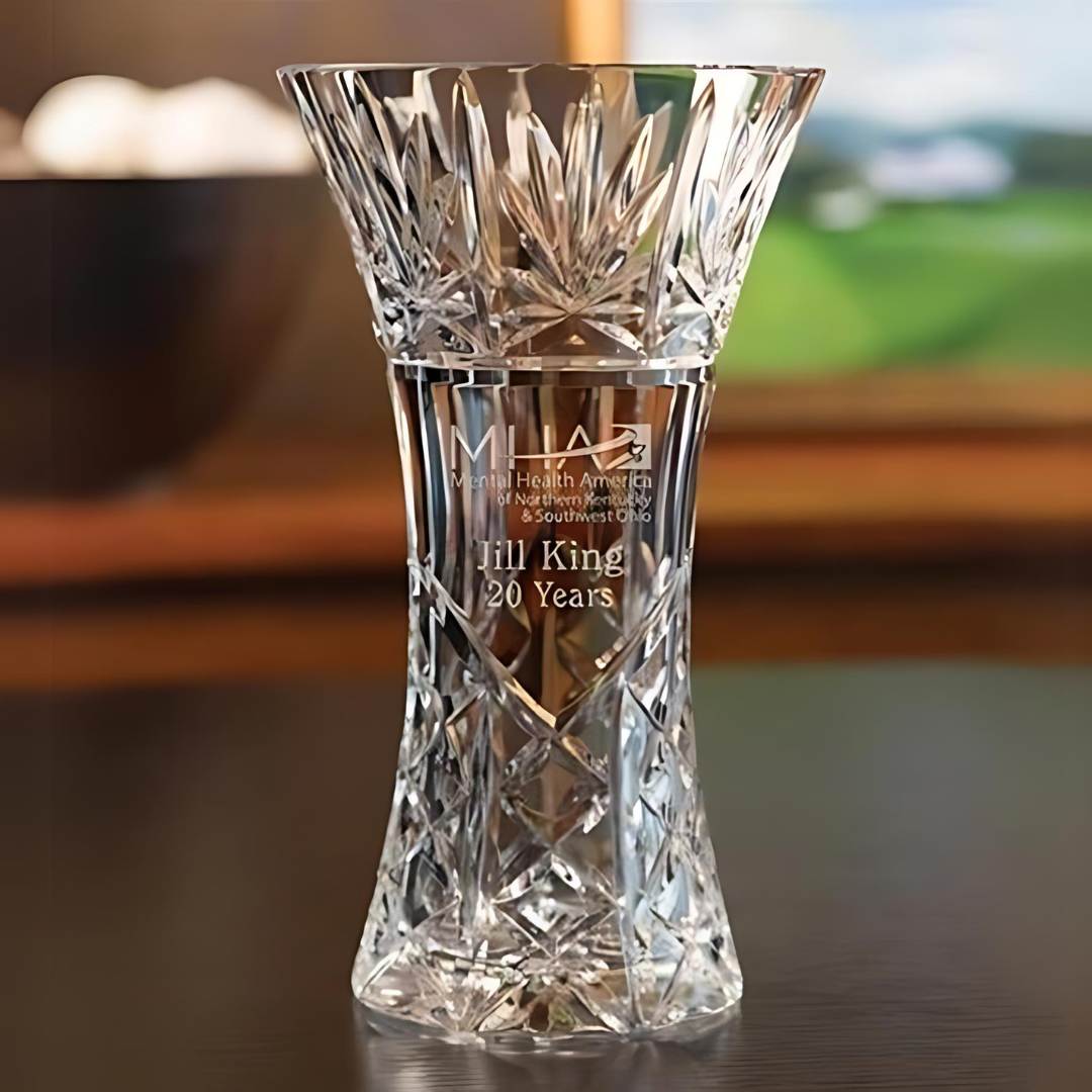 Hand-Cut Full Lead Crystal Flared Vase ~ Frederick - Personalized Engraved Gifts