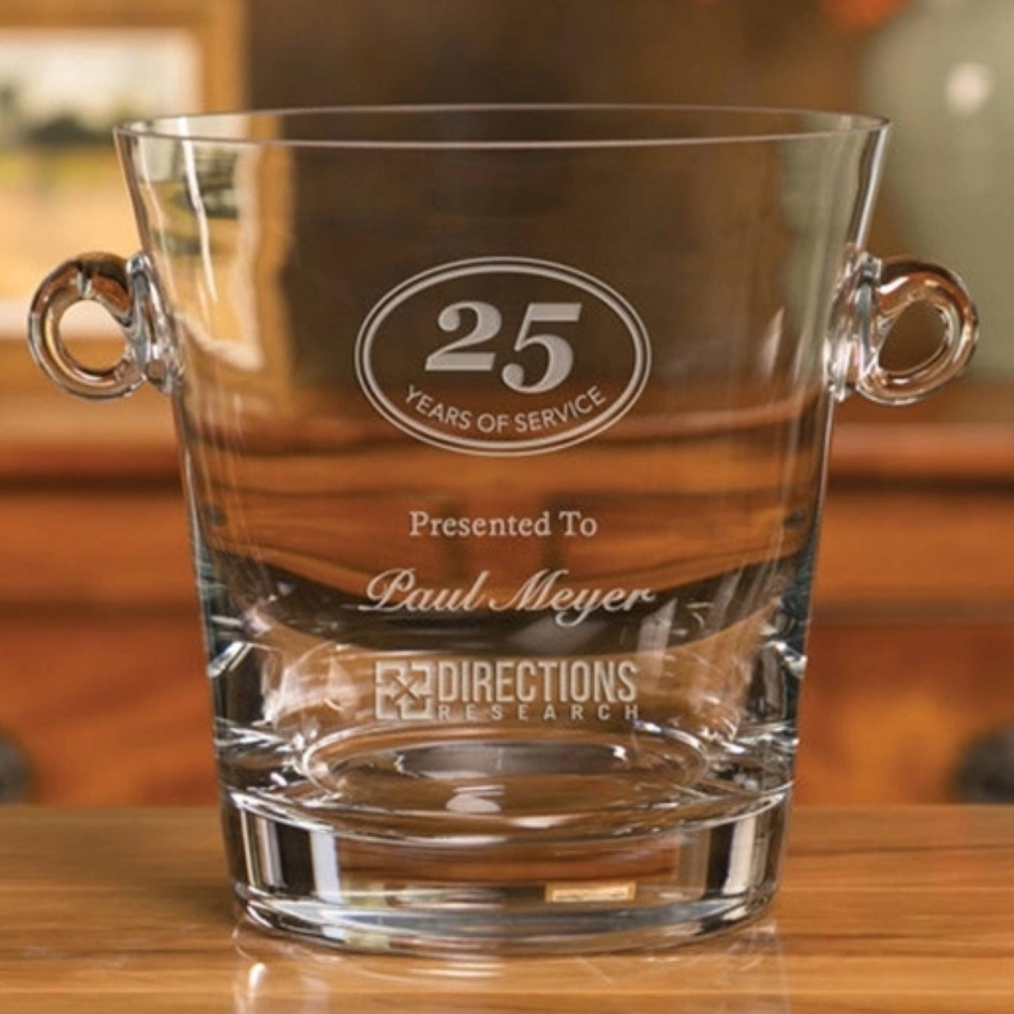 engraved glass ice bucket
