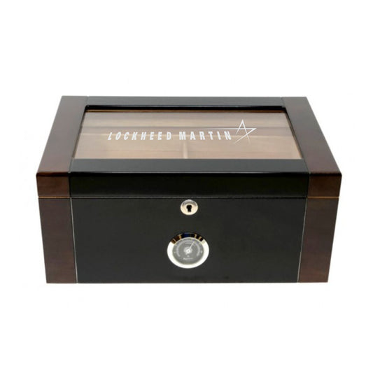 Personalized Two Tone Mahogany and Black Lacquer Finish Humidor- Balthazar - Personalized Engraved Gifts