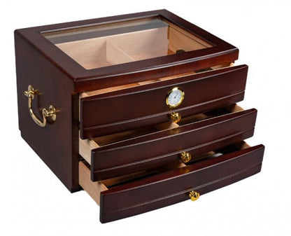 Personalized Mahogany Finish Humidor with Glass Top - Viceroy - Personalized Engraved Gifts