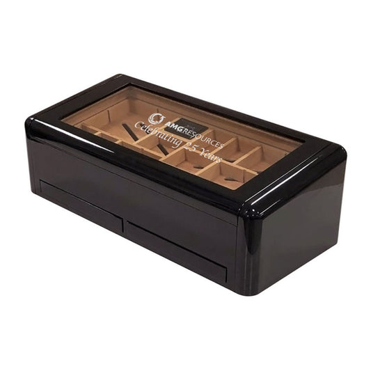 Personalized Jet Black High Gloss Humidor - Bentley - Personalized Engraved Gifts