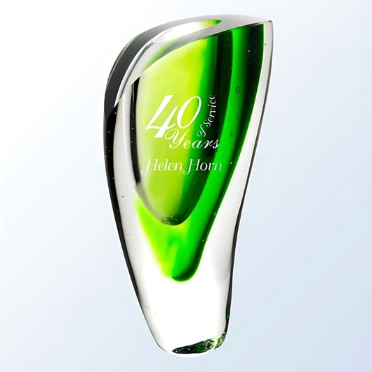 Engraved Crystal Art Glass Bud Vase ~ Green Lyla - Personalized Engraved Gifts