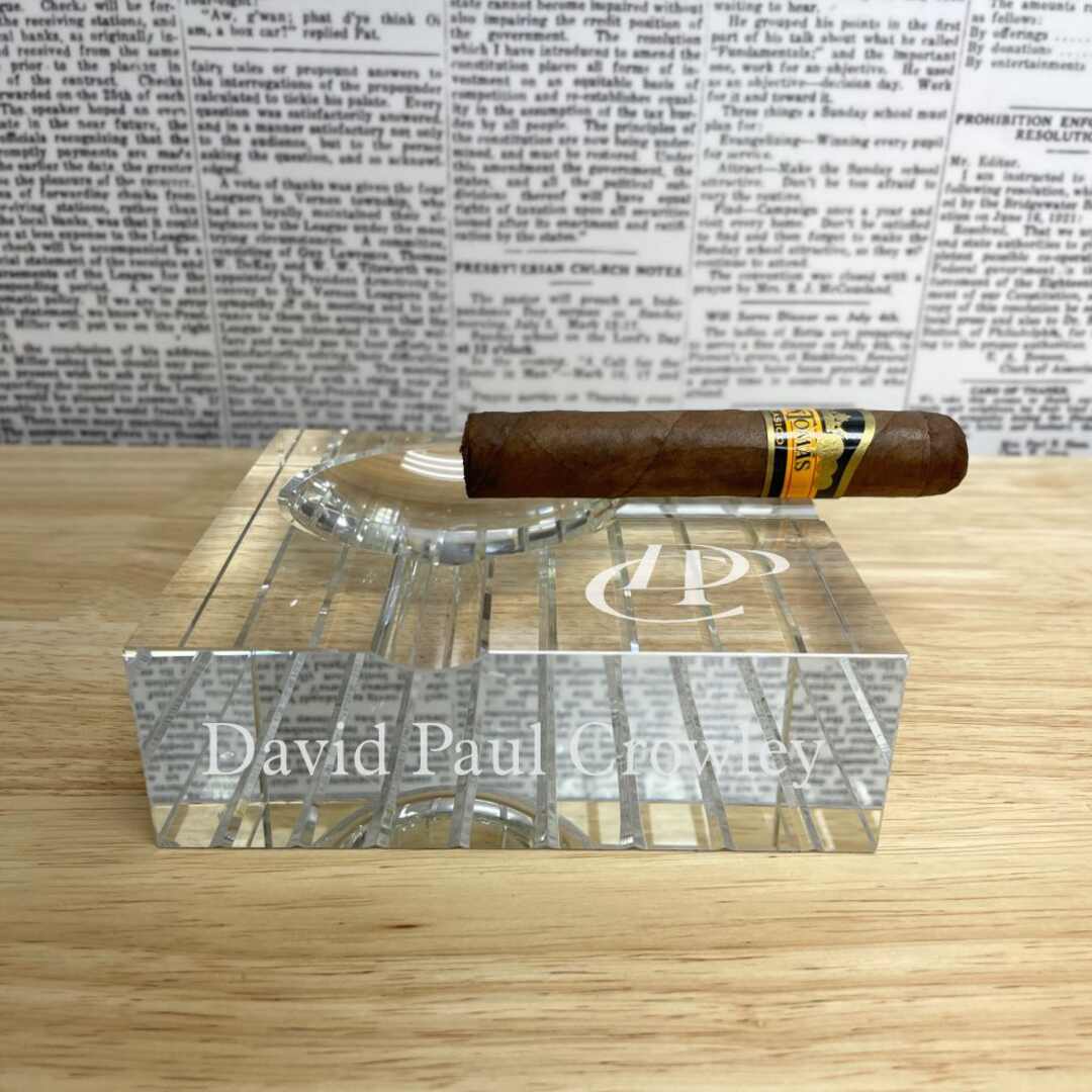 Solid Crystal Ashtray with Decorative Grooved Bottom ~ Juris - Personalized Engraved Gifts