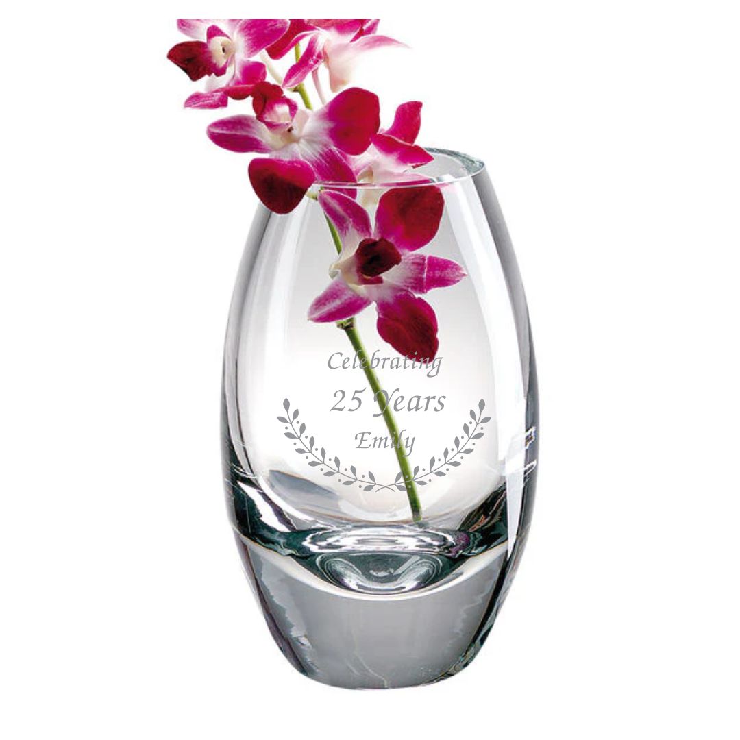 Personalized Mouth Blown Heavy Crystal Vase ~ Lucent - Personalized Engraved Gifts