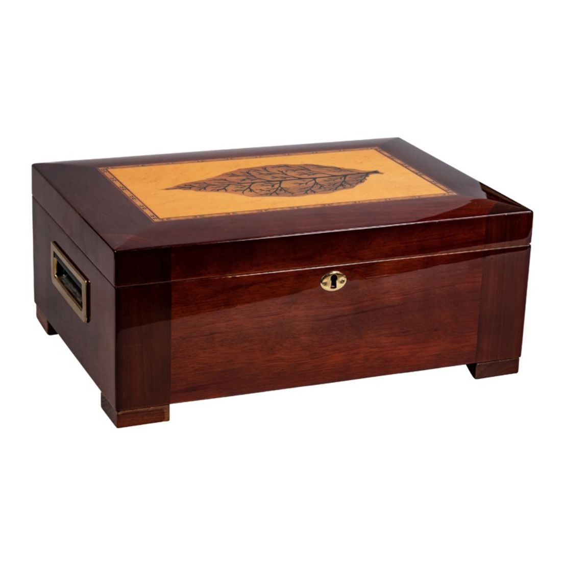 Personalized Humidors Inlaid Tobacco Leaf - Large Humidor - Personalized Engraved Gifts